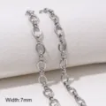 Catena in acciaio inossidabile larghezza 7mm colore argento accessorio gioielli fai da te - Stile 24 (FLB088, FLB089)