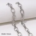 Catena in acciaio inossidabile larghezza 10mm fai da te creazione gioielli bracciale collana - Stile 27 (FLB088, FLB089)