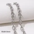 Catena Croce Piatta in Acciaio Inossidabile 8mm Argento DIY Bracciale Collana Accessorio - Stile 29 (FLB088, FLB089)