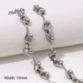 Catena ondulata in acciaio inossidabile con perline, larghezza 10mm accessorio gioielli. - Stile 37 (FLB088, FLB089)