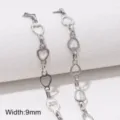 Catena a maglie a cuore in acciaio inox, larghezza 9 mm, accessorio per gioielli fai da te. - Stile 38 (FLB088, FLB089)