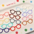 Colorful miniature acrylic round eyeglass frames detail view for doll DIY craft accessories. - Hollow Glasses Style (CRT88) / 10 Pieces/Pack (52x20mm) / Multicolor