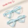 Mini acrylic round doll glasses DIY craft accessories cute miniature spectacles for handmade toys. - Hollow Glasses Style (CRT88) / 10 Pieces/Pack (65x25mm) / Blue