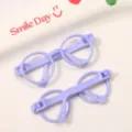 Purple acrylic miniature doll glasses DIY craft accessories, cute round frame handmade toy parts. - Hollow Glasses Style (CRT88) / 10 Pieces/Pack (65x25mm) / Purple