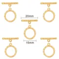 Gold plated OT toggle clasps for DIY jewelry making, bracelet and necklace connector findings. - Vine Border Style / 18K Gold Filled 1 Set