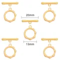Gold OT clasp set for DIY jewelry making, includes T-bar and O-ring links, size 20mm 13mm. - Irregular Round Style / 18K Gold Filled 1 Set
