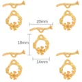 Gold-plated floral OT toggle clasp connector for DIY jewelry making bracelet necklace 20mm - Flower Branch Style (FGT225)