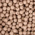 Perles rondes en acrylique beige pour bijoux DIY, perles de loisirs créatifs en vrac. - Lot de 200 (6mm) / Café Clair