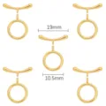 18K gold plated O-ring T-bar toggle clasp DIY jewelry connecting findings 19mm size. - Smooth Style (FGT226)