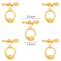 Gold plated tulip toggle clasp set DIY bracelet necklace jewelry making components 21mm 13mm - Tulip Style