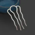 Silver 4-prong wavy hair comb DIY accessory for ancient style Hanfu headwear making. - Bright Silver Style / 1 Piece / Silver / Large (Approx. 35*65mm)
