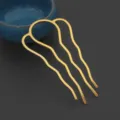 Gold 4-prong wavy hair comb DIY material, elegant metal hairpin accessory for traditional Hanfu. - Straight Gold Style / 1 Piece / Gold / Oversized (Approx. 49*83mm)