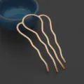 Rose gold 4-prong wavy hair fork DIY bun cage ancient style Hanfu hair accessory part. - KC Gold Style / 1 Piece / Rose Gold / Oversized (Approx. 49*83mm)