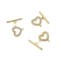 Gold Heart Toggle Clasp 18K Gold Plated Jewelry Findings DIY Bracelet Necklace Connectors - Heart Pattern Style