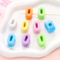 Bunte Acryl Großloch Zahlen Perlen Variante, DIY handgemachte Armband Handyketten Dekor - 5 Stück/Packung (13x22mm) / Nummer 0 (Zufällige Mischfarben)