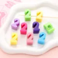 Bunte Acryl Ziffer 2 Perlen großes Loch DIY handgemachte Armband Handyketten Zubehör - 5 Stück/Packung (14x22mm) / Nummer 2 (Zufällige Mischfarben)
