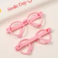 Pink round doll glasses acrylic craft accessories diy handmade toy parts 10 pieces pack - Hollow Glasses Style (CRT88) / 10 Pieces/Pack (65x25mm) / Pink
