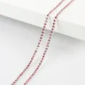 Pink rhinestone chain for DIY jewelry making, sparkling crystal claw chain for crafts. - Silver Base Rose Red / 2mm (1 Meter)