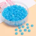 Blue glass wheel beads loose spacer beads in clear jar for DIY jewelry making bracelets craft. - 450g Pack (Approx. 2700 Pieces) / 孔蓝色