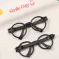 Miniature black round doll glasses accessories, acrylic DIY handmade toy parts package - Hollow Glasses Style (CRT88) / 10 Pieces/Pack (65x25mm) / Black