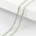 Green rhinestone cup chain variant for DIY jewelry making and craft accessory display item - Dense Rhinestone Claw Chain / 2.5mm 1 Meter Pack / Silver Light Green