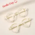 White miniature doll glasses acrylic DIY handmade miniature accessories toy glasses variant style - Hollow Glasses Style (CRT88) / 10 Pieces/Pack (65x25mm) / White