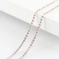 Sparkling pink rhinestone claw chain DIY craft material for handmade necklaces and bracelets. - Silver Base Light Pink / 2mm (1 Meter)