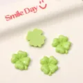 Green four-leaf clover resin charms set, perfect DIY handmade jewelry and doll accessories. - Four-Leaf Clover Style (CRT88) / 10 Pieces/Pack (18x17mm) / Light Green