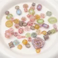 Acryl mattierte goldene Mischperlen lose Charms für DIY handgemachte Armbänder Halsketten - 500g/Packung (ca. 550 Stk.) / Aurora Goldbemalt Gemischt (Zufällig Gemischt)