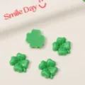 Green four leaf clover DIY acrylic charms cute handmade resin jewelry accessories for dolls - Four-Leaf Clover Style (CRT88) / 10 Pieces/Pack (18x17mm) / Dark Green