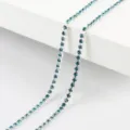 Blue rhinestone cup chain silver claw setting sparkly DIY craft jewelry making accessory material - Silver Base Peacock Blue / 2mm (1 Meter)