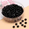 Black glass wheel seed beads for DIY bracelets, round flat loose beads jewelry making accessories. - 450g Pack (Approx. 2700 Pieces) / Black