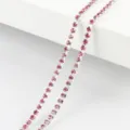 Colorful rhinestone cup chain 1m DIY jewelry material for handmade necklaces and bracelets. - Dense Rhinestone Claw Chain / 2.5mm 1 Meter Pack / Silver Base Rose Red (Dyed)