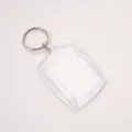 Clear Acrylic Photo Frame Keychain Blank DIY Pendant Key Ring Transparent Custom Accessory - Rectangular Arc Style / 40x55mm (5 Pieces) / Clear