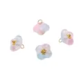 Niedliche Glas Blumen Anhänger 10mm DIY Schmuck Herstellung Zubehör handgemachte Großhandel. - Osmanthus-Form / 5 Stück/Packung (Ca. 10mm, Loch Ca. 2mm) / Blau & Rosa