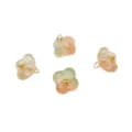 Süße Glas Osmanthus Blüten Anhänger, grün rosa Farbverlauf mit goldenen Ösen, 10mm - Osmanthus-Form / 5 Stück/Packung (Ca. 10mm, Loch Ca. 2mm) / Grün Gelb