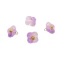 Schöner lila Glas Blüten Anhänger 10mm DIY Handgemachte Schmuck Zubehör Accessoire Charm - Osmanthus-Form / 5 Stück/Packung (Ca. 10mm, Loch Ca. 2mm) / Hellviolett