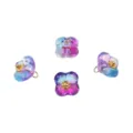 Bunte Glas Blumen Charm Pendants Anhänger für DIY handgemachte Schmuck Accessoires 10mm. - Osmanthus-Form / 5 Stück/Packung (Ca. 10mm, Loch Ca. 2mm) / Dunkellila