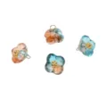 Süßer Glas Blumen Anhänger 10mm DIY Schmuck Herstellung Zubehör dekorativer Knopf - Osmanthus-Form / 5 Stück/Packung (Ca. 10mm, Loch Ca. 2mm) / Kaffee-Blau