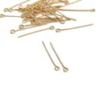 Spilli ad occhiello in metallo dorato per creazione di gioielli fai da te, accessori. - Chiodino a Occhiello (93#) / 0.7x25mm (50 Pezzi/Confezione) / Placcatura in oro 18K