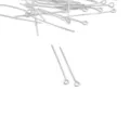 Spilli ad occhiello in metallo argentato per creazione di gioielli fai da te, perline per bracciali - Chiodino a Occhiello (98#) / 0.7x30mm (50 Pezzi/Confezione) / Placcato Argento