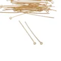 Chiodini ad occhiello dorati per creazione di gioielli, componenti per bracciali fai da te. - Chiodino ad Occhiello (109#) / 0.7x50mm (50 pezzi/confezione) / Placcatura in oro 18K