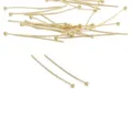 Spilli con testa a sfera dorati per creazione di gioielli, perni in metallo per bracciali - Chiodino a testa sferica (117#) / 0.6x30mm (50 Pezzi/Confezione) / rivestimento in oro 14k