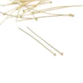 Spilli con testa dorati per creazione di gioielli fai da te, spille di metallo per collane e bracciali. - Chiodino a testa sferica (119#) / 0.6x50mm (50 Pezzi/Confezione) / rivestimento in oro 14k