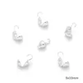 Terminali per perle a forma di cuore argentato per creazione di gioielli fai da te. - Coprinodo a Forma di Cuore (187) / 5x10mm (20 Pezzi/Confezione) / Placcato Argento