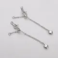 Catena di estensione per gioielli DIY argentata con moschettone e ciondolo a cuore accessorio - Stile Cuore / Lunghezza Totale circa 6cm (1 Pezzo/Confezione) / Platino