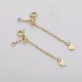 Catena di prolunga dorata con chiusura a moschettino e ciondolo a cuore per gioielli. - Stile Cuore Piatto / Lunghezza Totale circa 6cm (1 Pezzo/Confezione) / rivestimento in oro 14k