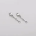 Set chiusura a moschettone argentata e catenella di estensione per gioielli fai da te. - Catena di Estensione con Chiusura a Aragosta / Lunghezza Totale circa 2,8cm (1 Pezzo/Confezione) / Placcatura elettrolitica in platino