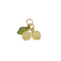 Gold-plated cherry fruit pendant charm with green leaf for DIY handmade jewelry accessories making. - 5 Pieces/Pack (18mm) / Yellow