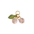 Glass cherry pendant charm DIY pink bead green leaf jewelry accessory for bracelet necklace - 5 Pieces/Pack (18mm) / Pink